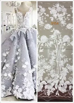 

Wholesale On Sale High Quality African Lace Ribbon French Tulle Lace Fabric For 3 D Applique SYJ-981 Evening Dress