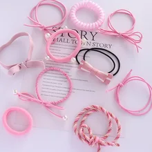 20 шт./компл. резинки для волос Веревка для девочек аксессуары для волос и бантом для маленьких девочек в штучной упаковке волосы кольцо высокая эластичная розовая G0409