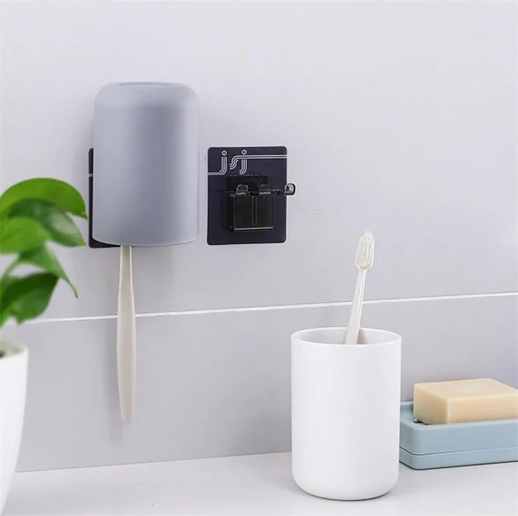 

1PC Bathroom Toothbrush Holder with Toothbrush Cup Wall-mounted Toothbrush Rack Portable Washing Cup
