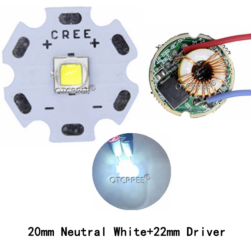 10 Вт Cree XM-L2 T6 XML2 T6 светодиодный светильник 20 мм PCB белый теплый белый нейтральный белый+ 22 мм 5 режимов 3-12 в драйвер для DIY фонарь светильник-вспышка