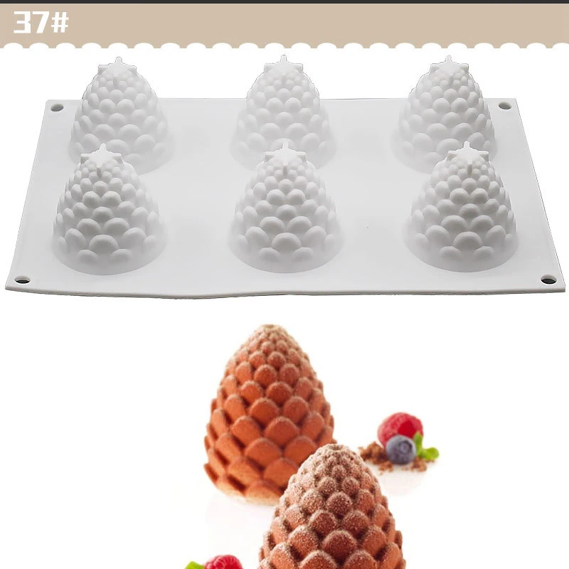 6 Cavity Pine Nut Mousse Cake Mould DIY Cake Mold 3D Silicone Mould