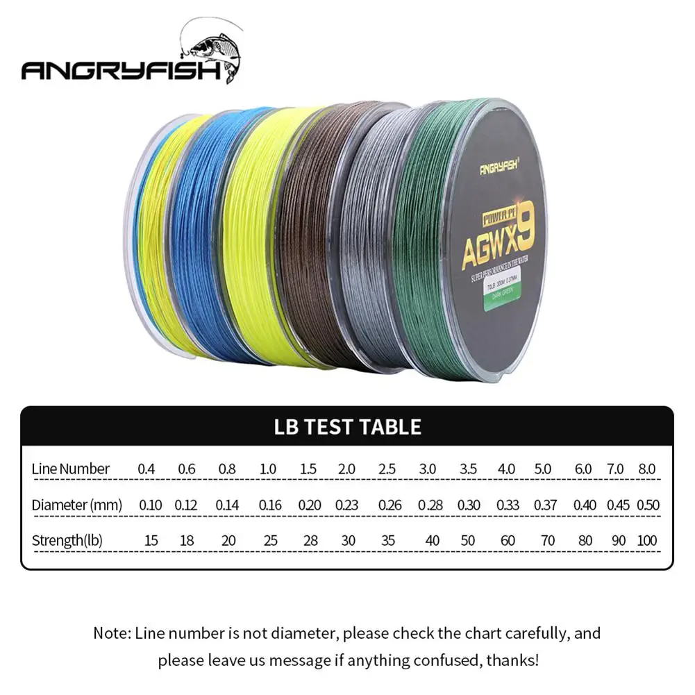 ANGRYFISH Diominate X9 PE Line 9 Strands Weaves Braided 300m/327yds Super Strong Fishing Line 15LB-100LB Yellow ANGRYFISH Diominate X9 PE Line 9 Strands Weaves Braided 300m/327yds Super Strong Fishing Line 15LB-100LB Yellow