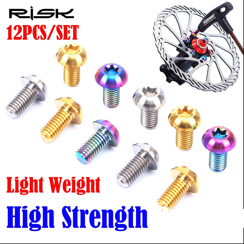 M5*10mm 12pcs/set Risk MTB Road Bike Disc Brake rotor Bolts Titanium Rotors CNC Arm Cycling Bicycle Accessories | Спорт и