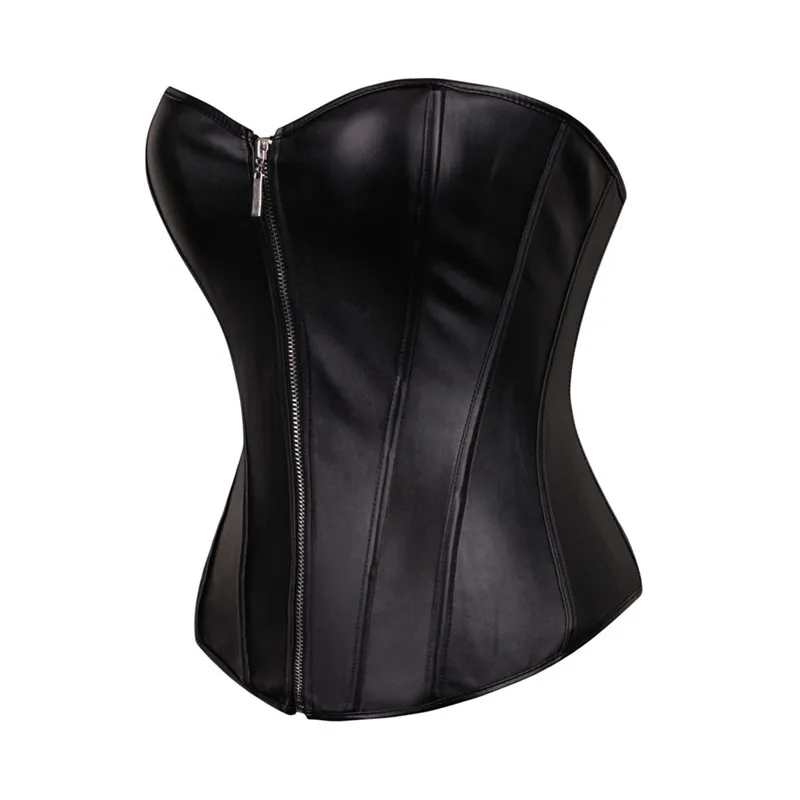 

Plus Size Steam Punk Corset Overbust Women's Slimming Body Shaper Shapewear Gothic Faux Leather Corset Bustier Top With Zipper