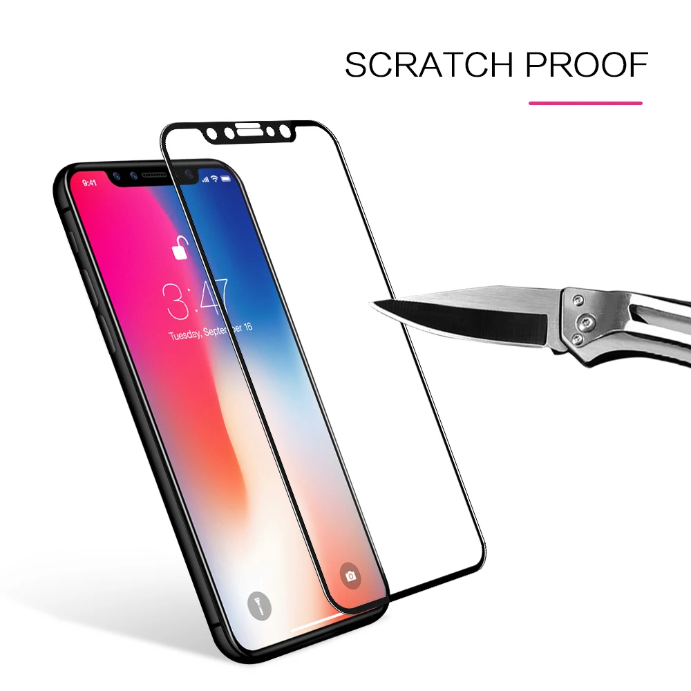 OTAO Für iPhone X Gehärtetem Glas Screen Protector Film Full Coverage Echt 4D Gebogene 9 H Schutz G