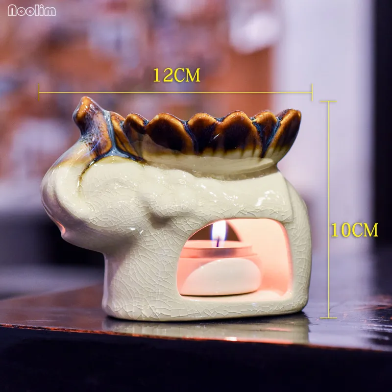 Креативная керамическая горелка в форме слона, арома-горелка для ароматерапии, масляная лампа для спальни отеля, большая емкость, горелка для эфирного масла
