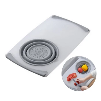 

High quality 3 in 1 Household Drain Multi-Function creative Sink Cutting Board Chopping Block Drain Storage Basket Kitchen Tool
