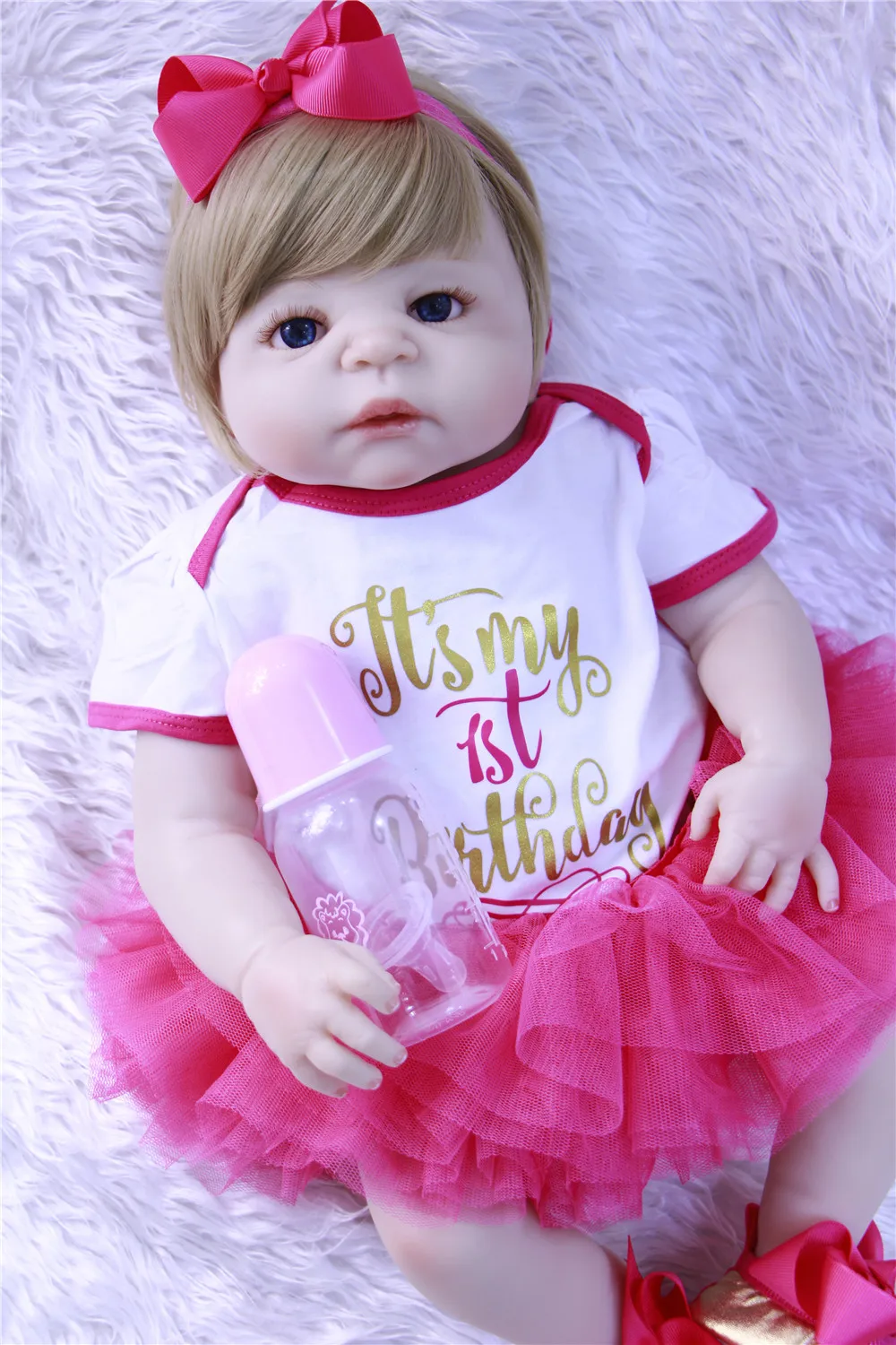Полный Силиконовый reborn baby dolls 22 дюймов девочка тело reborn Интерактивная кукла-Пупс кукла bebe подарок reborn bonecas светлые волосы принцесса