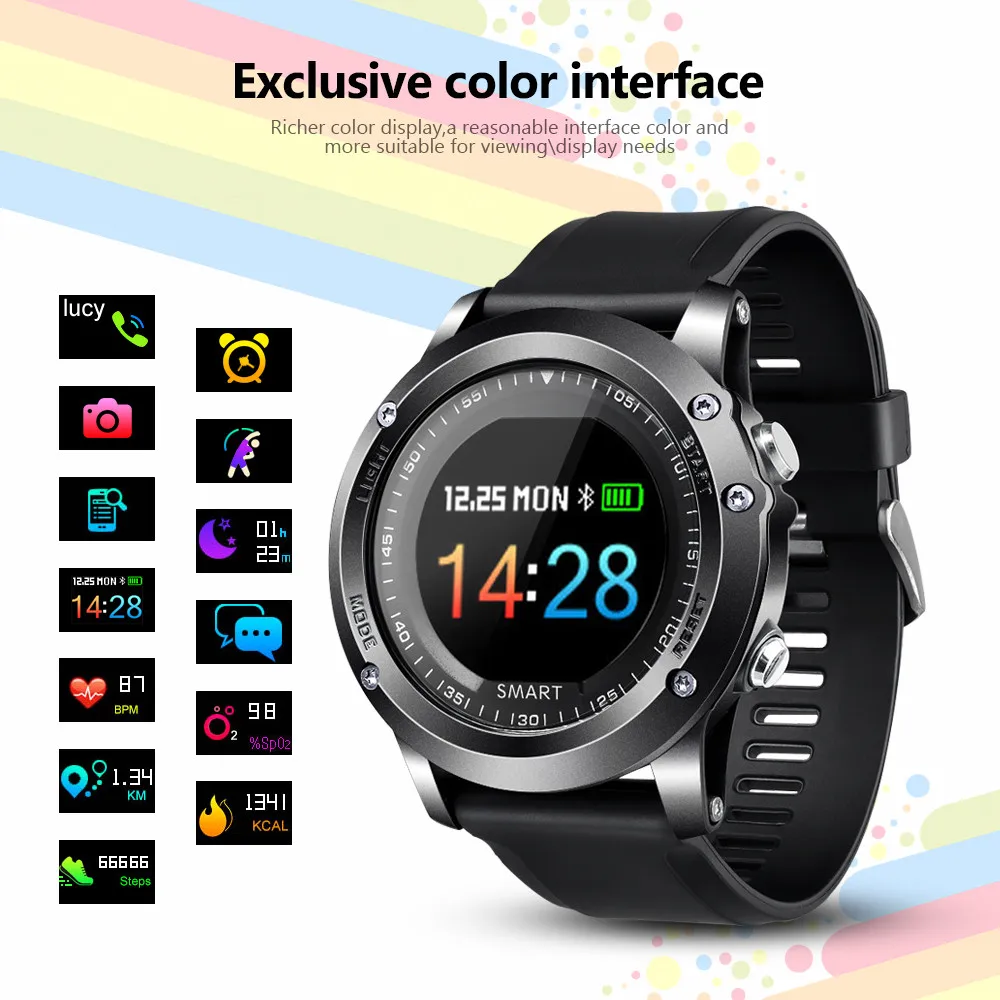 

Heart rate blood pressure oxygen monitor T2 smart watch men IP68 waterproof fitness tracker outdoor sports Bluetooth smart watch