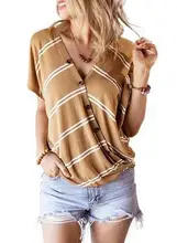 harajuku tshirt women tops 90s vintage 2019 casual button regular striped plus size t shirt woman korean christmas plus size striped button up shirt