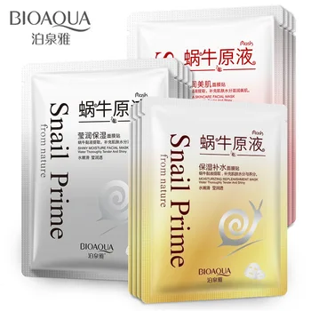 

BIOAQUA 10Pcs Snail Concentrate Moisturizing Hydrating Facial Mask Whitening Acne Oil Control Shrink Pores face Mask Skin Care