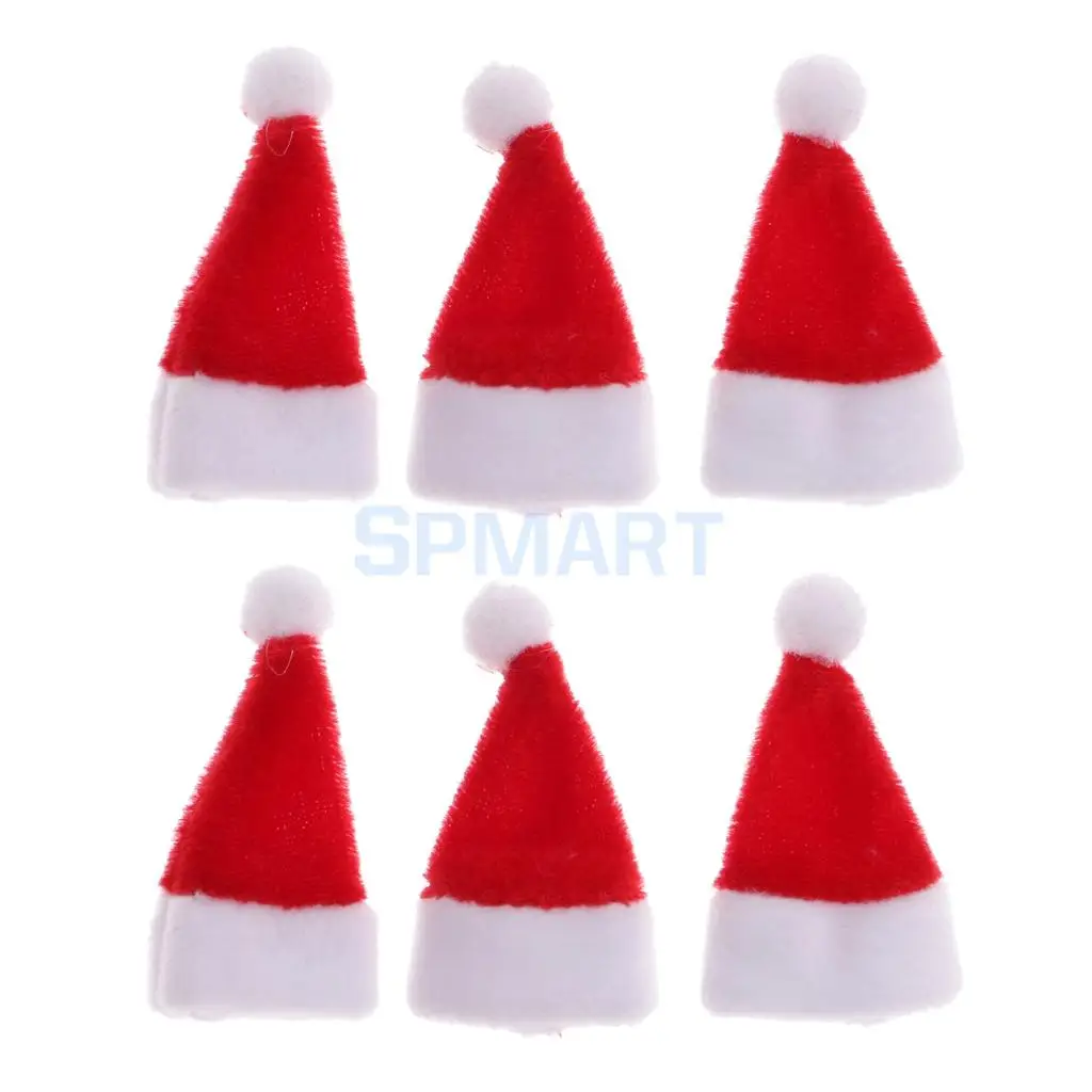 6 Pieces Dollhouse Miniature Christmas Santa Claus Hat 1/12 Scale Dolls House Accessories