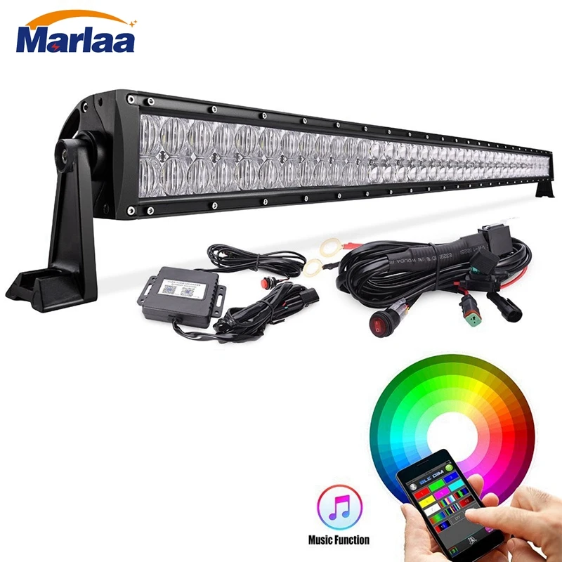 

50" 288W 5D RGB Straight LED Light Bar Strobe Flash Multicolor for Jeep SUV ATV Truck Off-road with Free wiring Harness