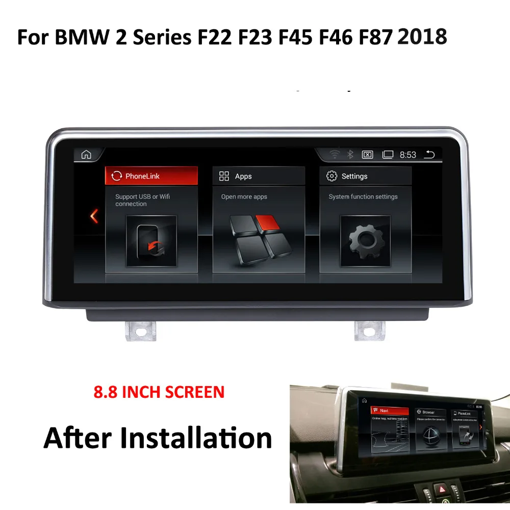 

COIKA Android 8.1 System Car GPS Navi For BMW F22 F45 F46 F87 2018 EVO Phone Link BT 2+32G RAM IPS Touch Screen Multimedia WIFI
