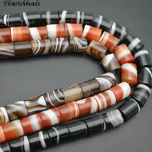15x18 мм большой размер высокого качества полосчатый Агат цилиндр форма ствола камень свободные бусины(красный/черный/кофейный цвет