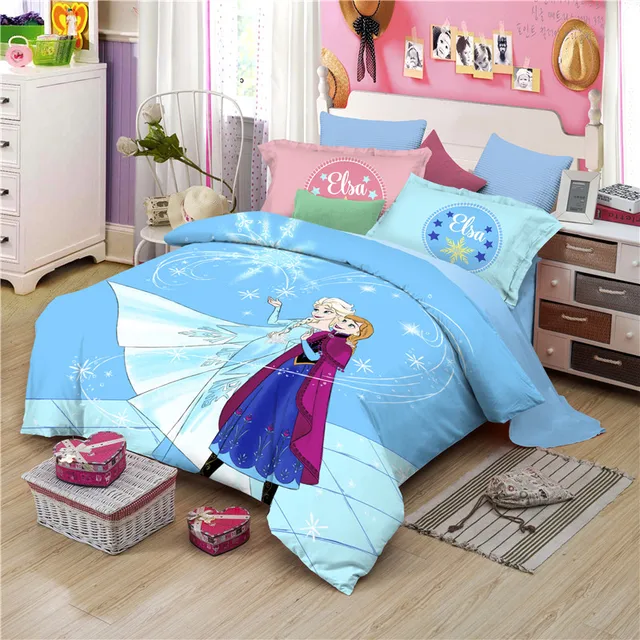 Disney cotton frozen anna elsa cartoon bedding set duvet cover bed