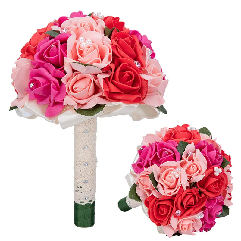 Cute Handmade Artificial Multicolor Wedding Bouquet Flower Bridal Bouquet for Wedding Decoration