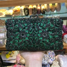 XIYUAH клатч с кристаллами, серебристый металл, черный бриллиант, зелёный кошелёк вечерние сумочки и клатчи, женские Роскошные мини-сумки