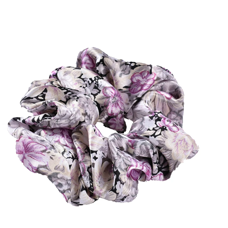 

LOVINGSHA 5Pcs/Lot Printting Flower Design Women Scrunchies 19 Colors Women Hair Tie Ponytail Hair Accessories FC007