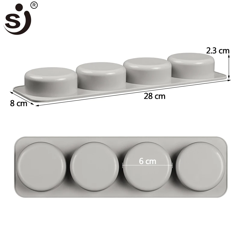 SJ 4-полость вокруг силиконовые формы для мыла силиконовая форма для мыла для кускового мыла одобрено Управлением по надзору в сфере пищевых продуктов для DIY 3d формы для мыла