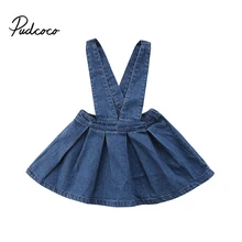 Новая мода Дети для маленьких девочек Джинсовая юбка Джинсы комбинезон из одного предмета детское платье принцессы
