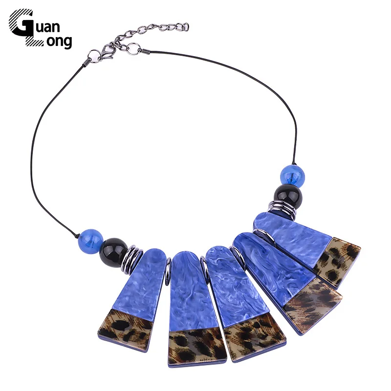 

GuanLong Fashion Big Chunky Resin Statement Necklaces & Pendants For Women 2018 New Year Gifts