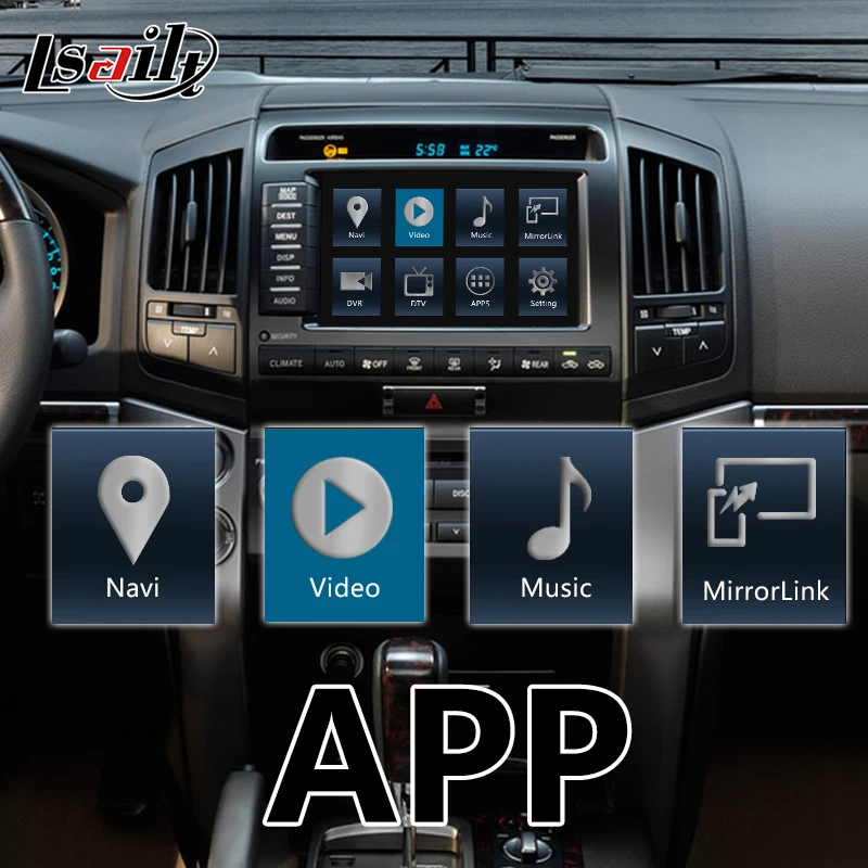 Android видео интерфейс gps навигационная коробка для Land Cruiser LC200 Toyota- поддержка Iphone/Android carplay по Lsailt