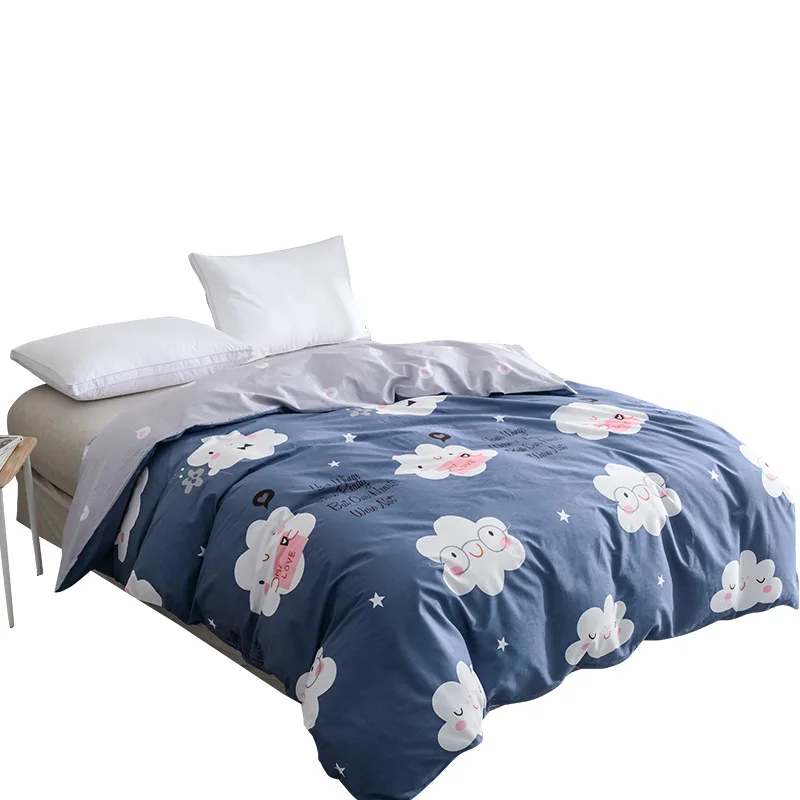 

Cute Cartoon White Cloud Pattern 1Pcs Duvet Cover Comforter/Quilt/Blanket Case 100% Cotton With Zipper Queen Double Single Size