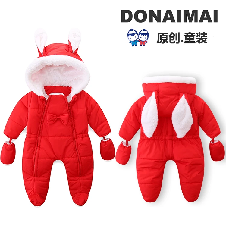 Baby onesies winter thickening baby out cute baby clothes plus velvet feet newborn winter clothes 0 a soft breathable romper