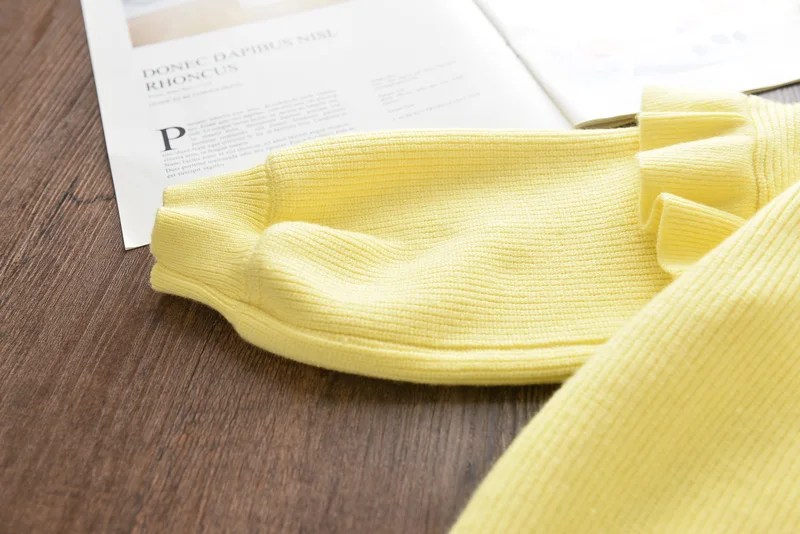 Элегантный хлопковый свитер с оборками для девочек; ; сезон весна-осень; Одежда для маленьких девочек; вязаный кардиган; сезон осень-зима