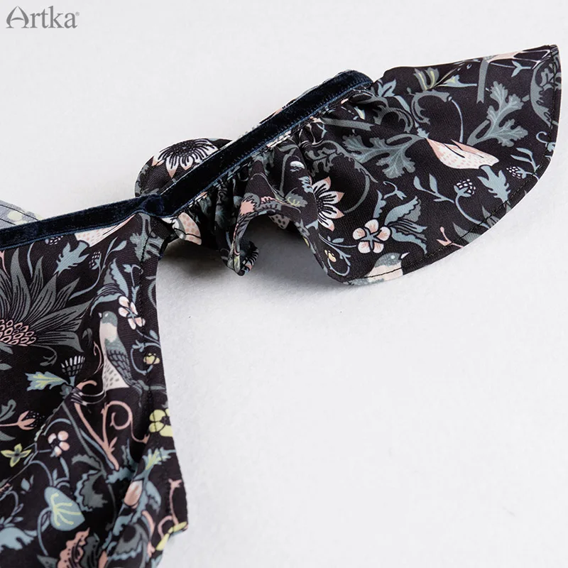 Распродажа ARTKA осеннее Новое Женское плиссированное платье трапециевидной формы с мелкими рюшами и принтом, универсальное платье без рукавов LA10176Q
