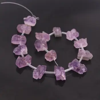 

Approx15pcs/Strand Natural Amethysts Geode Quartz Drusy Top Drilled Freeform Slab Nugget Beads,Raw Crystal Druzy Slice Pendants