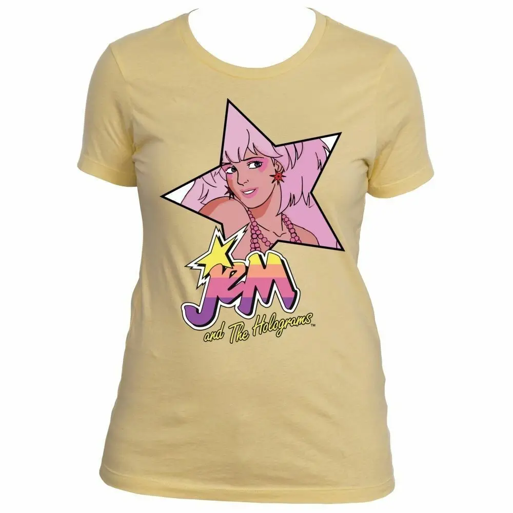 Желтая футболка JEM AND THE HOLOGRAMS 1980's 80s (Medium) RUNS SMALL Cool Casual pride Мужская модная унисекс |