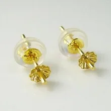 Одноцветное AU750 серьги шпилька для монтажа с 3,5 мм шарик Кепки, может поместиться 6-8 мм бусины для поделки жемчуг серьги с драгоценным камнями установки 2 пар/лот