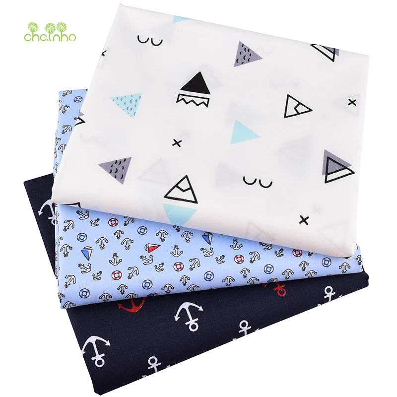 Chainho,Ocean Series,Printed Twill Cotton Fabric,For DIY Quilting