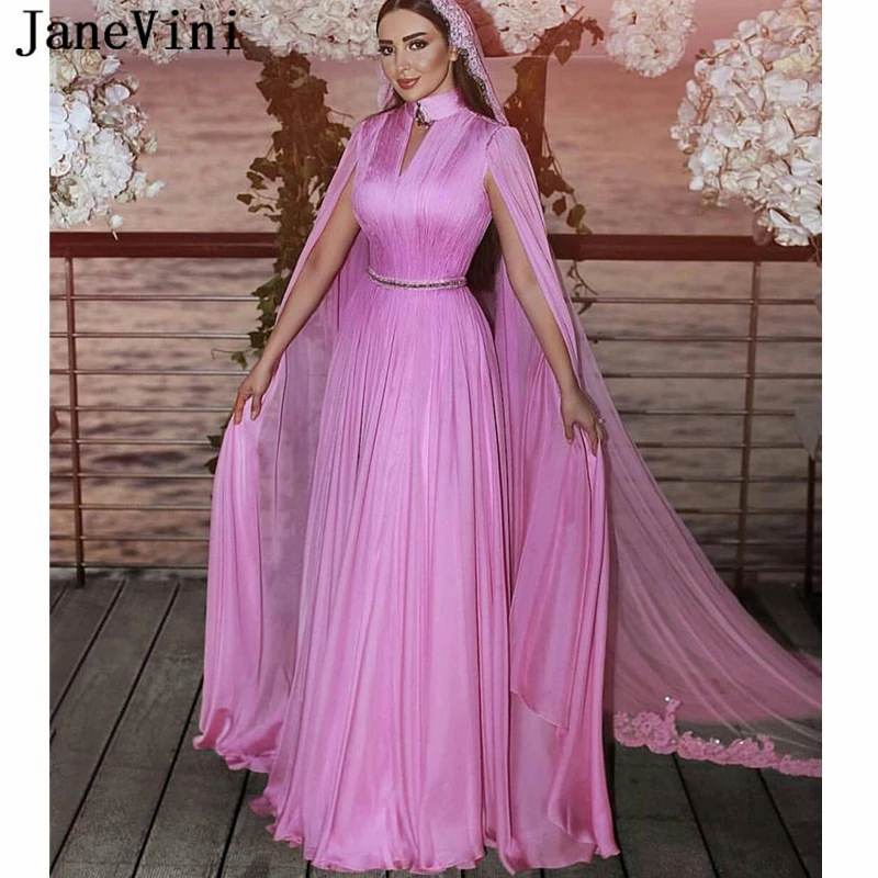 

Женское шифоновое платье без рукавов JaneVini, длинное платье для выпускного вечера с высоким вырезом и бусинами, без рукавов, в Дубае, большие размеры, 2019