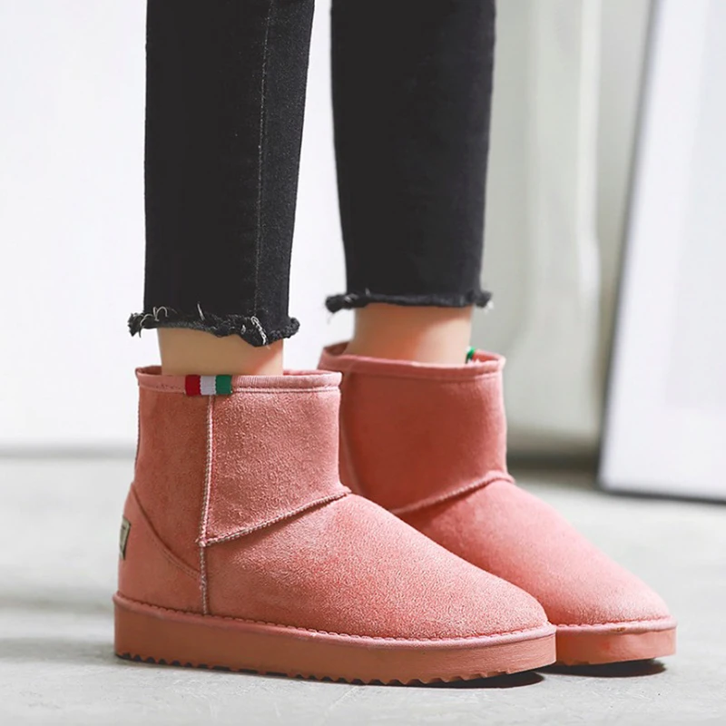 

Women Boots 2018 Winter Fashion Women Snow Boots Flats Flock Warm Plush Women Ankle Boots