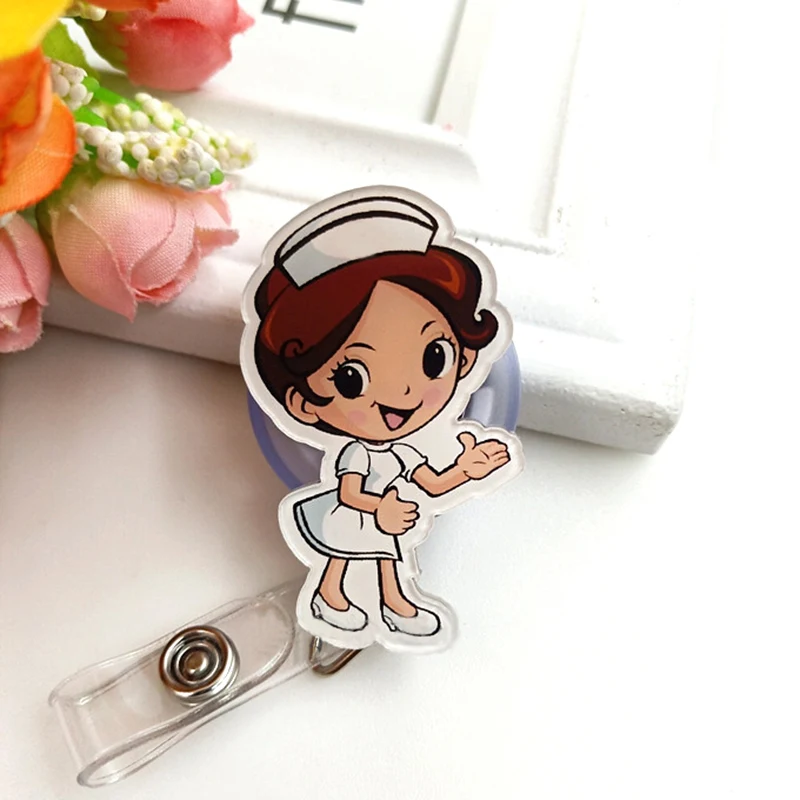 1pc Cute Cartoon Retractable Badge Reel Students Nurse Exhibition Pull Key ID Name Card Badge Holder School Supply