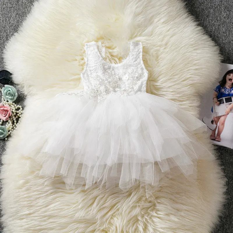 Платье для новорожденных; кружевное платье с цветочным узором для крещения; одежда принцессы для маленьких девочек 0-2 лет; праздничная одежда для малышей - Цвет: As shown