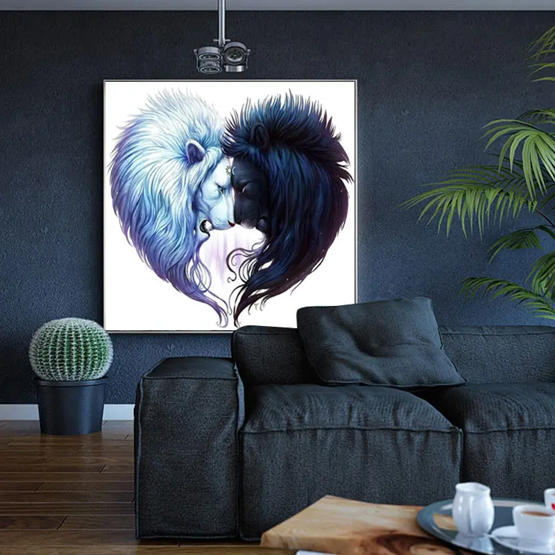 

30*30cm DIY Diamond Painting Heart Lions Mosaic Pasted Crystal Embroidery Cross Stitch Home Decor Dropshipping FAS