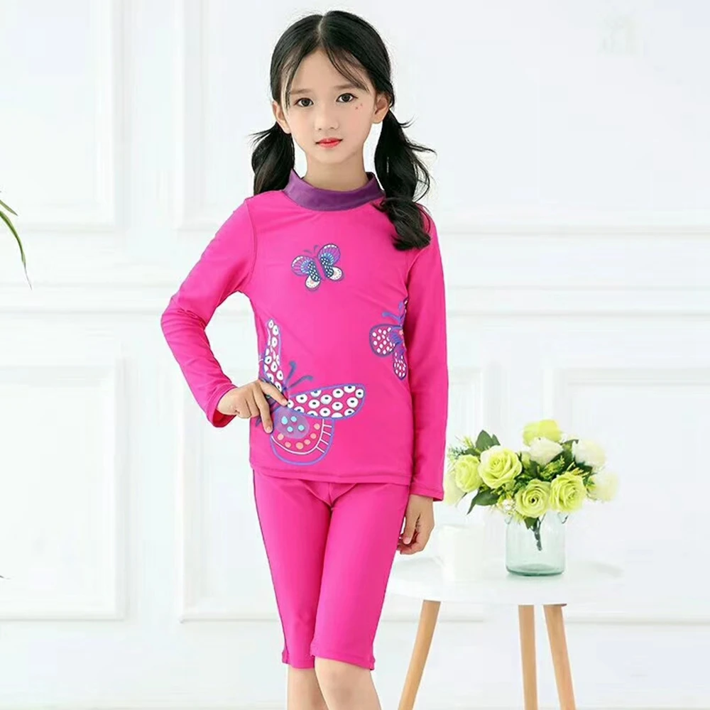 2 10Years UV 50+ Kids Swimwear Baby Girls Three Pieces Swimsuit Rash