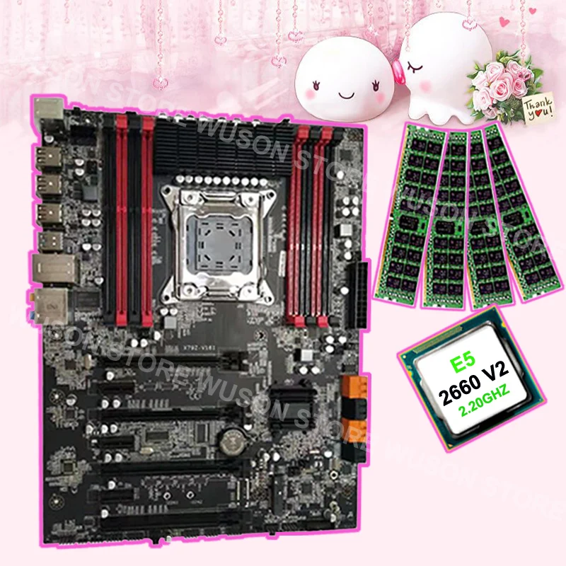 8 Оперативная память Слоты материнской Марка подножка супер ATX X79 материнской платы с Процессор Intel Xeon E5 2660 V2 2,2 ГГц Оперативная память 4*16 г 1866