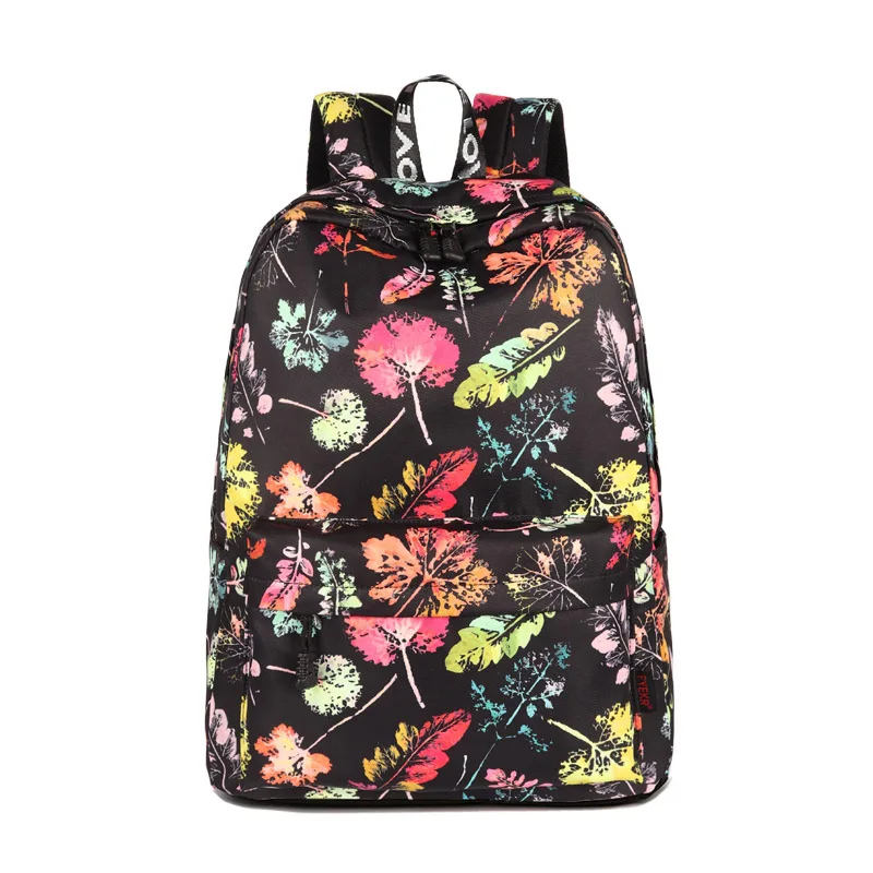 

3PCS / LOT Leaf Printing Backpack for Teenage Girls University Middle School Bag Travel Backpack Haversack Female sac a dos