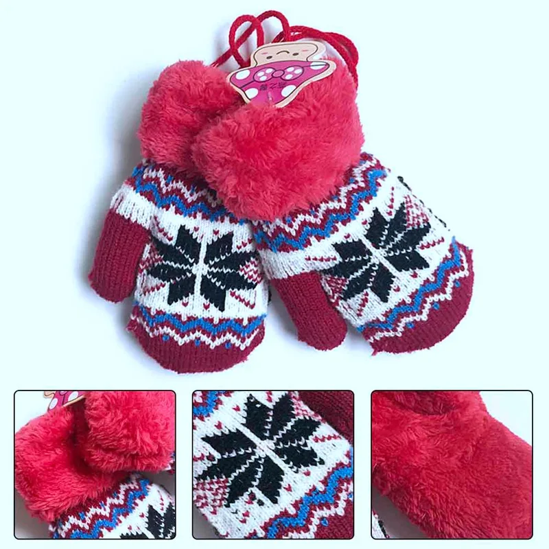 Зимние детские варежки, мягкие теплые флисовые вязаные эластичные утолщенные лыжные перчатки, Повседневные детские перчатки с полными пальцами, грелка для рук
