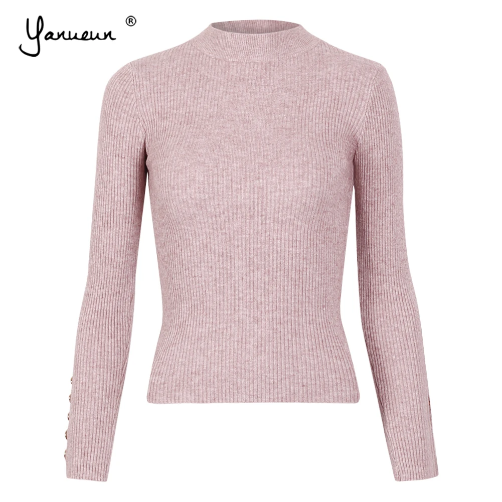 

Yanueun 2018 Women's Sweater and Pullovers Long Sleeve With Buttons Knitting Tops Pull Knit Jumpers Basic Pullover Sweaters