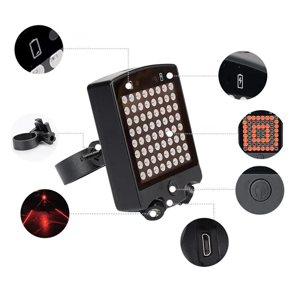 

3.7v 3 modes Rechargeable Bicycle Rear Tail Light Wireless remote control turn signal Laser tail light Bicycle Warning Light