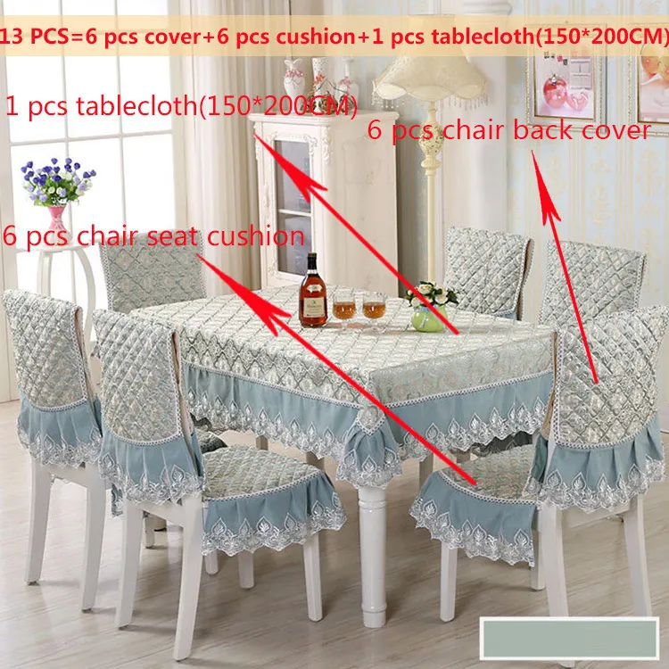 Green13pcs150x200cm Пасторальная скатерть для стола стула Подушка Чехол на стул набор домашний стул коврик Современный домашний декор обеденный стол прямоугольная скатерть - Цвет: Green13pcs150x200cm