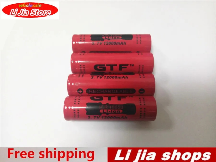 4 шт./лот 3,7 V GTF 18650 12000mAh аккумуляторная батарея для светодиодный фонарик