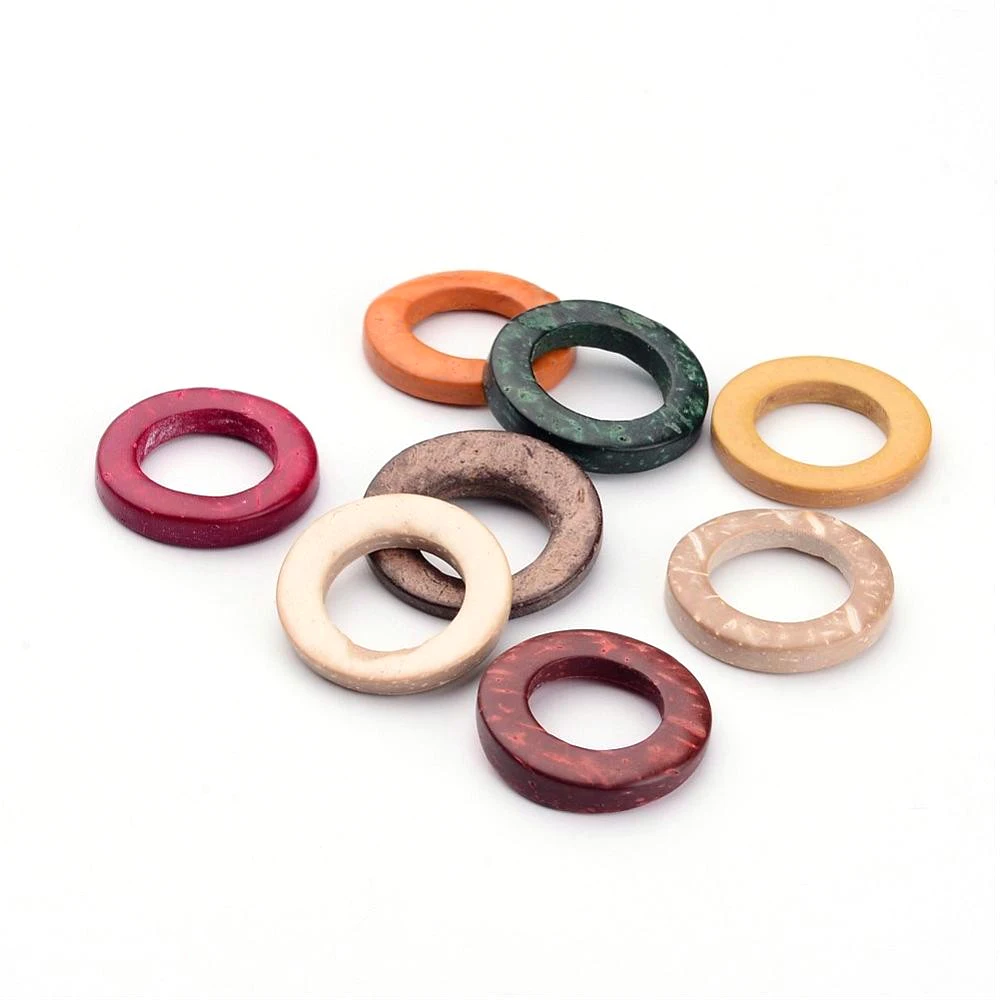 Lot De 100 Anneaux De Liaison En Bois - 25 Mm Et 35 Mm, 7 Couleurs - Pour Bricolage, Bijoux, Décorations DIY