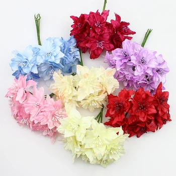 

5cm Silk Lily Flowers Bouquet Artificial Fabric Butterfly flower For Wedding Wreath Scrapbooking Decoration ,72pcs/lot